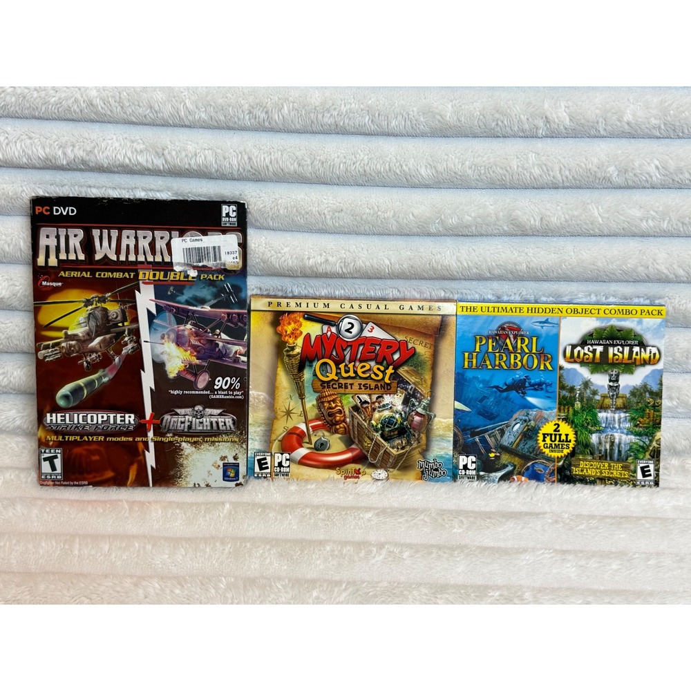 Y2K PC Game Lot 5 Games: Air Warriors SEALED, Mystery Quest, Hawaiian Explorer